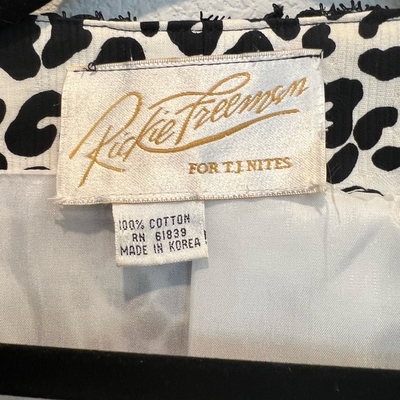 VTG 80s 2 Piece Suit Blazer Jacket Skirt Black White Leopard Print Sequin Trim 6 - Picture 9 of 13